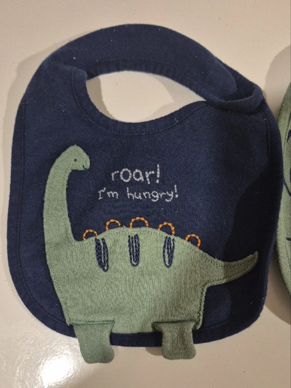 Two-Pack Baby Bibs in Green Dinosaur Print and Navy